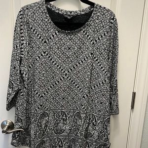 Lucky Brand Women's Plus Paisley Border Print Boho Tunic Shirt